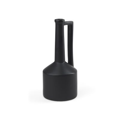 Burton 14.2H Medium Matte Black Ceramic Jug Vase