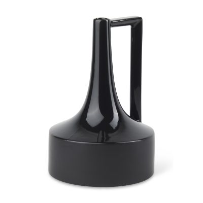 Burton 13.1H Large Glossy and Matte Black Ceramic Jug Vase