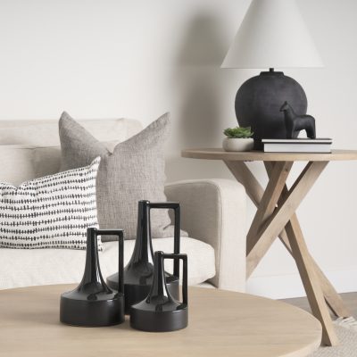 Alternative view of Burton 13.1H Large Glossy and Matte Black Ceramic Jug Vase