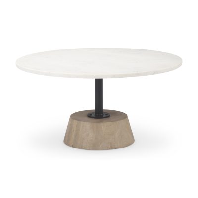 Maxwell  Marble Top Pedestal Base Round Coffee Table