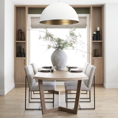 Alternative view of Stamford Beige Upholstered Seat w/ Wood Back, Black Metal Frame Dining Chair