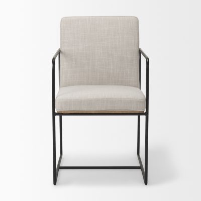 Alternative view of Stamford Beige Upholstered Seat w/ Wood Back, Black Metal Frame Dining Chair w/ Arms
