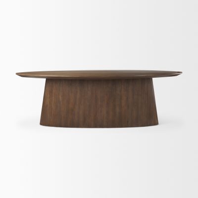 Alternative view of Lance 94"L x 50"W x30"H Medium Brown Solid Wood Oval Dining Table