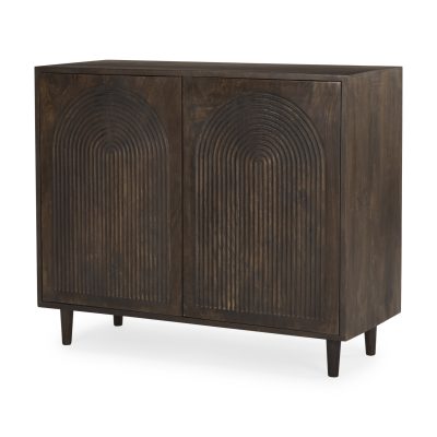 Tucker Dark Brown Wood w/ Carved Arch Pattern 2 Door Cabinet