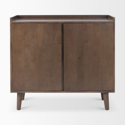 Alternative view of Lillie 36.0L x 16.0W x 32.0H Medium Brown Wood 2 Door Tray Top Accent Cabinet