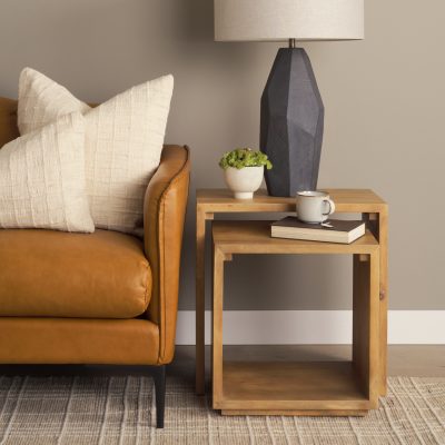 Alternative view of Alanna 22.0L x 15.0W x 22.0H Set of 2 Brown Wood Nesting Accent Tables