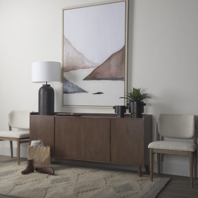 Alternative view of Lillie Medium Brown Wood 4 Door Tray Top Sideboard