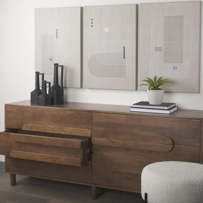 Alternative view of Astrid 71L x 17W x 30.3H Medium Brown Solid Wood 6 Drawer Sideboard