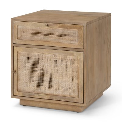 Grier Light Brown Wood w/ Cane End Table