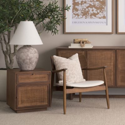 Alternative view of Grier Medium Brown Wood w/ Cane End Table