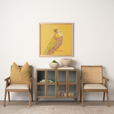 Alternative view of Donna Light Brown Wood Cane-Back w/ Beige Upholstered Seat Dining Chair