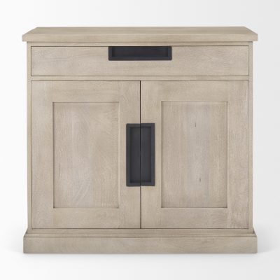 Alternative view of Braxton  33.5L x 18.5W x 31.5H Beige Wood W/Black Accents 2 Door Accent Cabinet