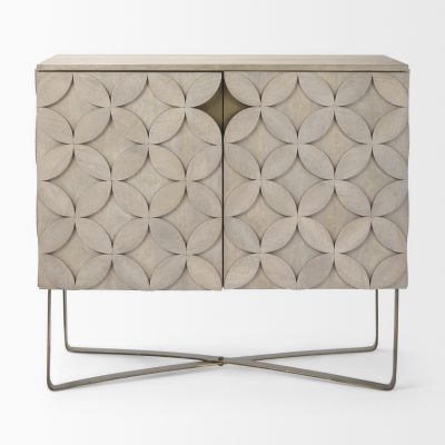 Alternative view of Excelsior 36.0L x 18.0W x 32.5H Light Brown Wood Gold Iron Base Accent Cabinet