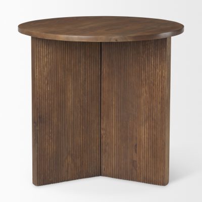 Alternative view of Enzo 32" Round Tabletop w/ Fluted Wood Base Foyer Accent Table