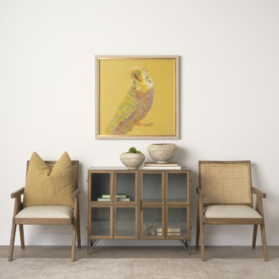 Alternative view of Pandora Dark Brass Metal W/Red Wood 2 Door Accent Cabinet