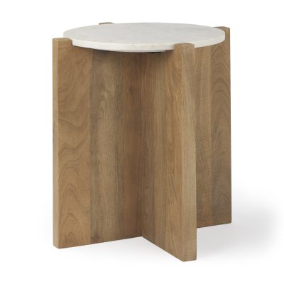 Bianca Wood and Marble Accent Table