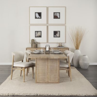 Alternative view of Grier 84" Light Brown Wood w/ Cane Dining Table
