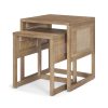 Grier Set of 2 Light Brown Solid Wood w/ Cane Nesting Accent Tables 2 0064399 69900 A