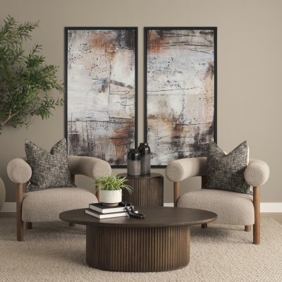 Alternative view of Terra 48L x 28W x 15H Dark Brown Wood Oval Fluted Coffee Table