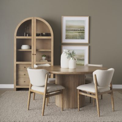 Alternative view of Terra 60L x 60W x 30H Light Brown Wood Round Fluted Dining Table