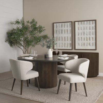 Alternative view of Terra 60L x 60W x 30H Dark Brown Wood Round Fluted Dining Table
