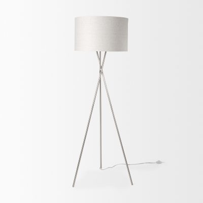 Alternative view of Ambrose 20.0L x 20.0W x 61.8H Silver Metal W/Beige Fabric Shade Floor Lamp