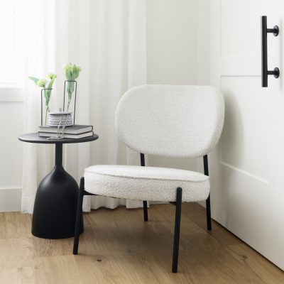 Alternative view of Amelia Cream Boucle W/Black Metal Upholstered Accent Chair 21.3L x 21.3W x 30.3H