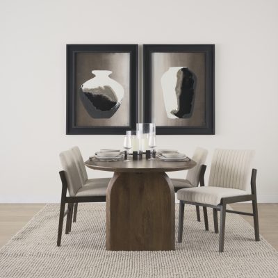 Alternative view of Tahoe Cream Fabric and Black-Brown Wood Dining Chair