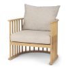 Kopari Beige Fabric W/Light Brown Wood Accent Chair