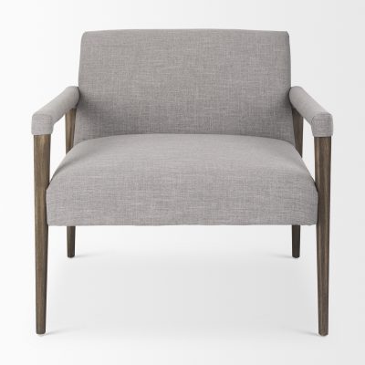 Alternative view of Palisades Gray Fabric w/ Brown Wood Frame Accent Chair