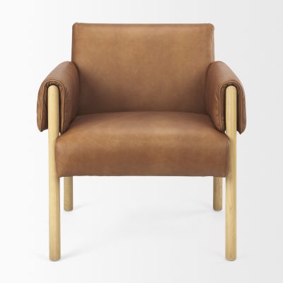 Alternative view of Ashton Brown Leather w/ Light Wood Accent Chair