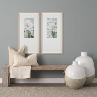 Alternative view of Amos 20.5L x 20.5W x 31.9H White and Dark Beige Color Blocked Ceramic Floor Vase