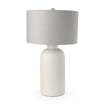 Cato 20.0L x 20.0W x 33.5H Cream Base W/White Shade Table Lamp