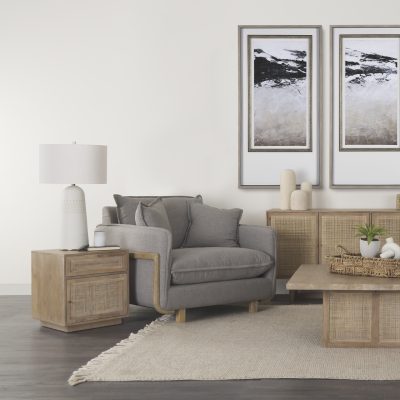 Alternative view of Javier 18.0L x 18.0W x 30.75H Light Base W/Cream Shade Table Lamp