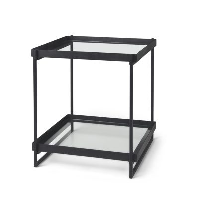 Trey Black Metal W/Glass Accent Table