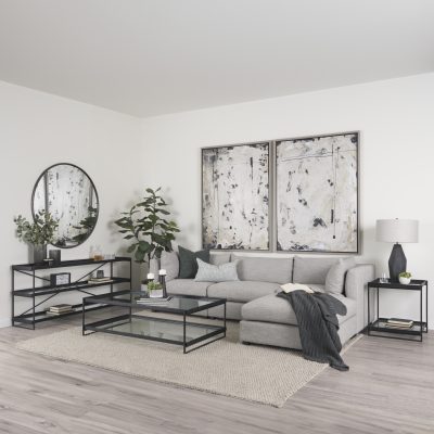 Alternative view of Trey 72.0"L x 16.0"W x 30.0"H Black Metal W/Glass Console Table