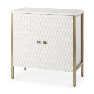 Savannah White Fir Veneer w/ Gold Metal Accent 2-Door Accent Cabinet