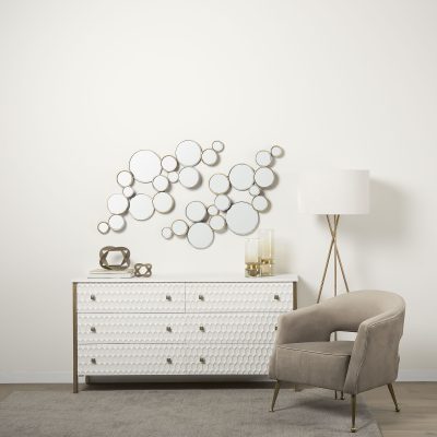 Alternative view of Savannah White Fir Veneer w/ Gold Metal Accents 6-Drawer Sideboard