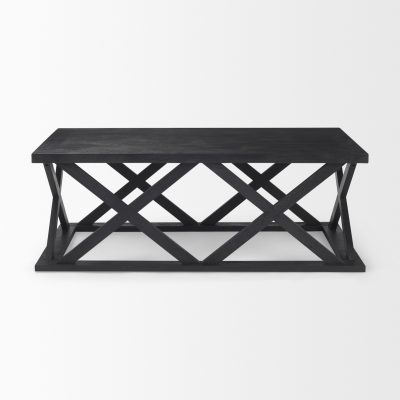 Alternative view of Forsey 48.0L x 28.0W x 17.5H Black Wood Rectangular Coffee Table