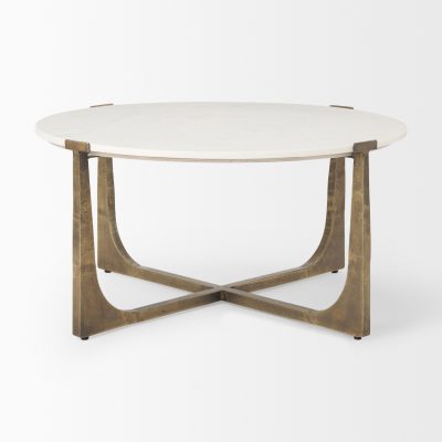 Alternative view of Atticus Marble and Antiqued Gold Metal Coffee Table