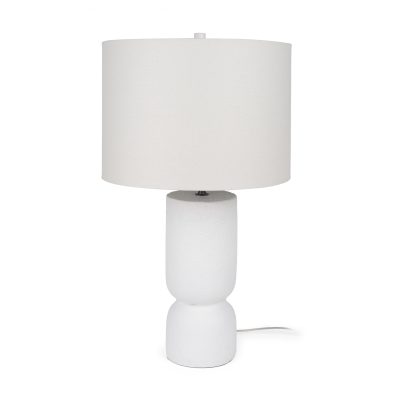 Everly  15.0L x 15.0W x 27.5H White Cement W/Beige Shade Table Lamp