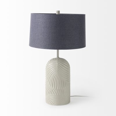 Alternative view of Quinn 19.0L x 19.0W x 24.6H Beige Base W/Navy Fabric Shade Table Lamp