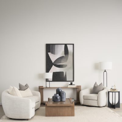 Alternative view of Sarah 20.0L x 12.0W x 66.3H Arched Black Metal W/Marble Cube and White Shade Floor Lamp