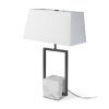 Peyton 14.0L x 9.0W x 26.2H Black Metal W/Marble Cube and White Shade Table Lamp 1 0063501 69701 A