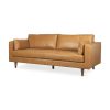Elton 87.8L x 37.8W x 34.6H Tan Leather Sofa 2 0056387 69699 A