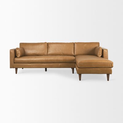 Alternative view of Elton 111.4L x 68.1W x 34.3H Tan Leather Right Chaise Sectional