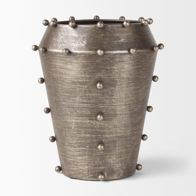 Alternative view of Elio  9.1H Small Champagne Metal W/Studs Vase