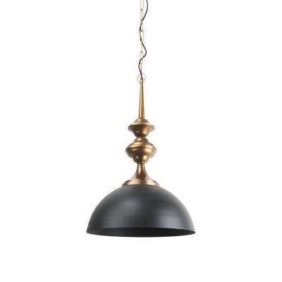 Willson 17.0L x 17.0W x 29.0H Black Iron W/Antique Brass Dome Pendant Light