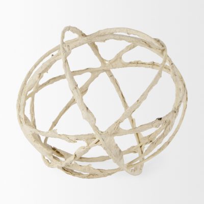 Alternative view of Kali 6.7L x 6.7W x 6.7H Large Beige Decorative Metal and Paper Object