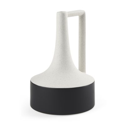 Burton 13.1H Large White and Black Ceramic Jug Vase